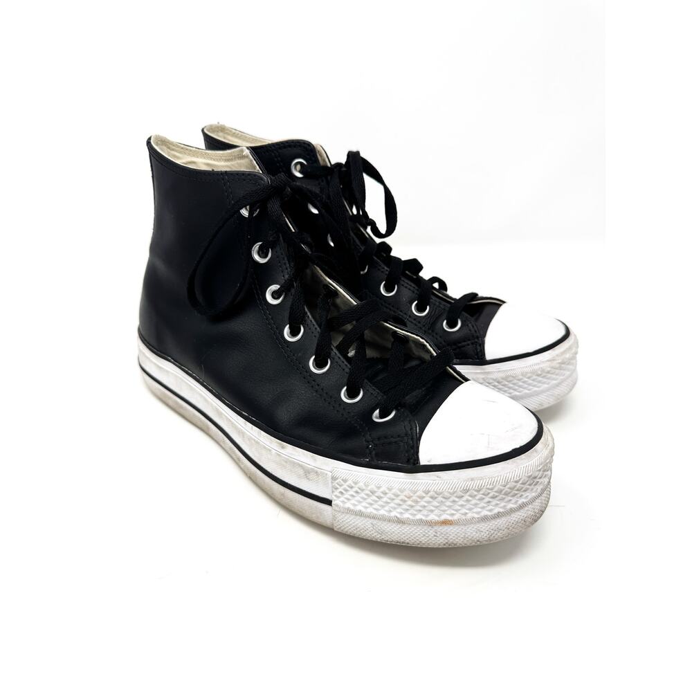 Black Leather High Top‎ Platform Converse
